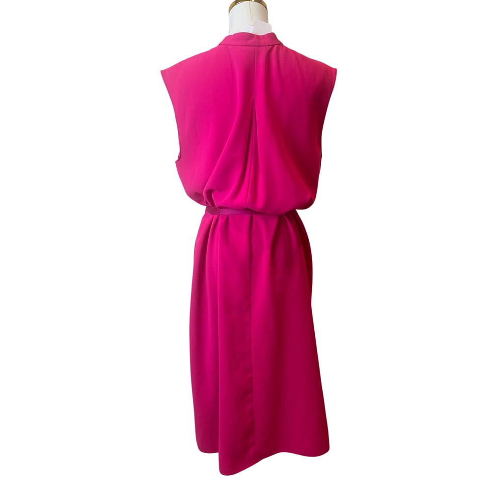 Rachel Roy Barbie Pink Blouson Dress Large Work Career Tie Waist Sleeveless $139 - Picture 9 of 11